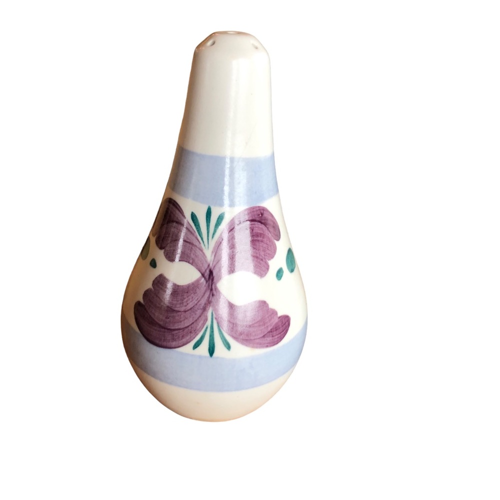 E Redford Pottery Salt Pepper Sugar Shaker Hand Painted Floral Flowers Toothpick